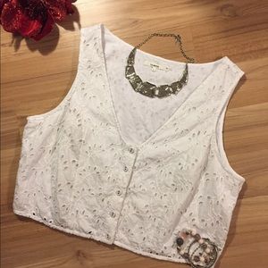 🌹TULAROSA Rare Eyelet Crop Top Sz Lg=8